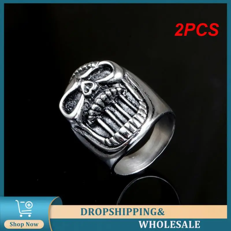 

2PCS Skull Beer Bottle Opener Ring Design Mens Ring Bottle Openers 27g Kitchen Tools Party Bottle Openers Skull Head Shape