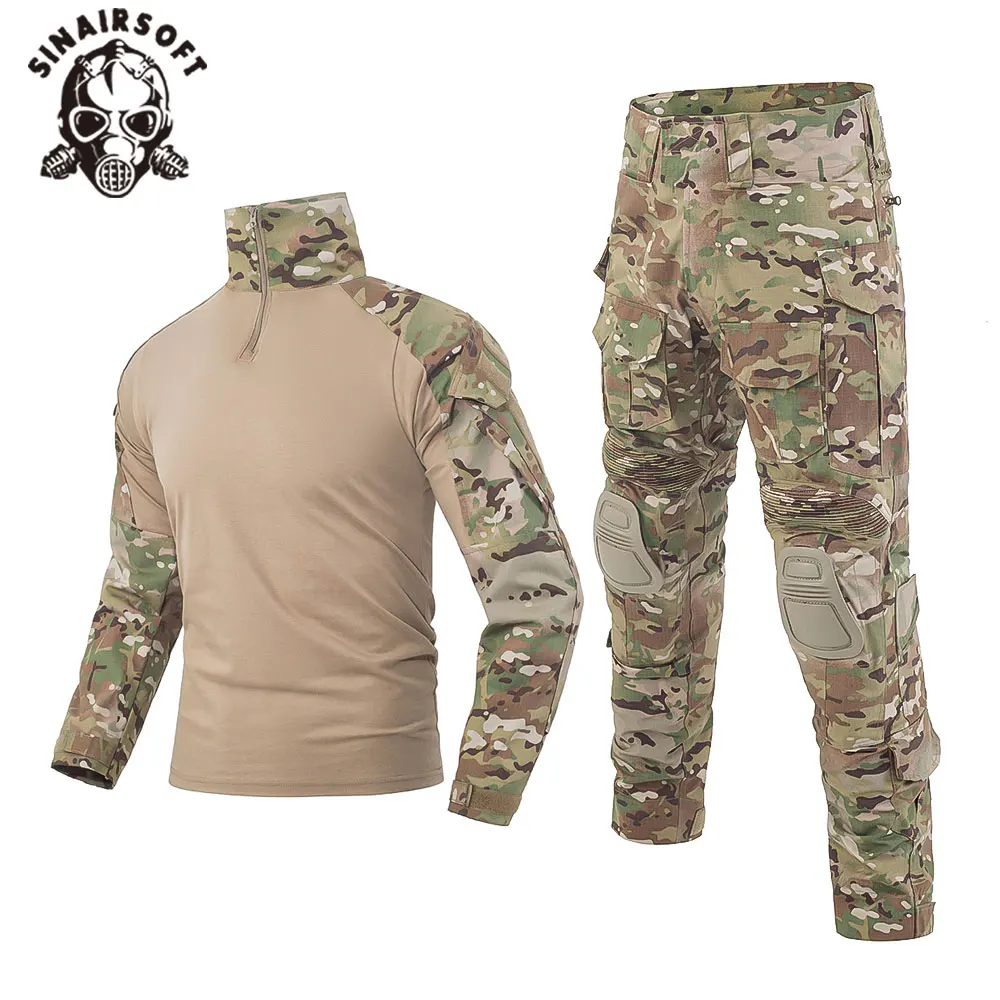 SINAIRSOFT Тактический боевой костюм G3 рубашка брюки с наколенниками обновление