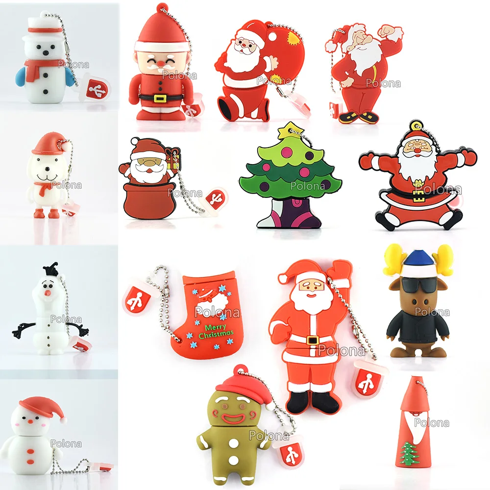 Флэш-накопитель Usb 2 ГБ 4 8 16 32 64 128 256 512 Рождественская елка снеговик Санта Клаус