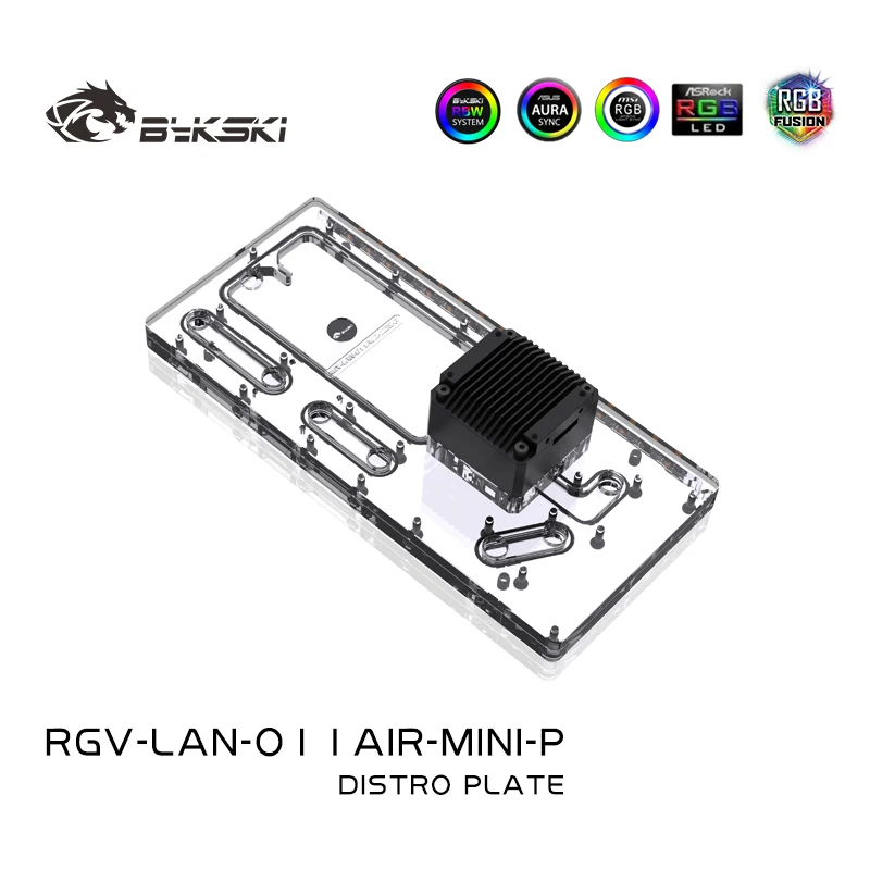 Bykski Distro Plate / Акриловая водяная плата-резервуар для системы охлаждения корпуса LIANLI O11 AIR MINI / Комбинированный резервуар на насосе DDC.