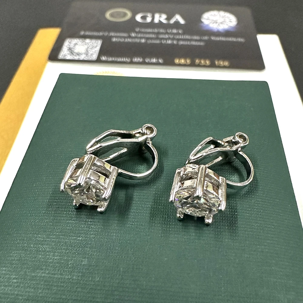 MM Clip Moissanite Earring For Women S925 Silver Real Diamonds Men Clip Ear Studs Jewelry With GRA Free Shipping