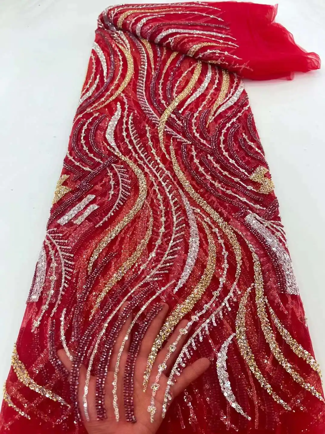 

African Groom Tulle Lace Fabric 2023 High Quality Sequins French Lace Fabric With Sequins Nigerian Lace Fabric For Dress 5 Yards