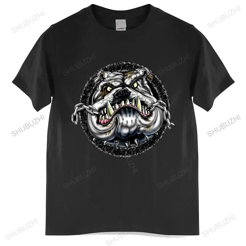 

Men o-neck tshirt fashion brand t-shirt black new Mens Mad Bulldog T Shirt Biker Motorcycle Angry Dog British euro size