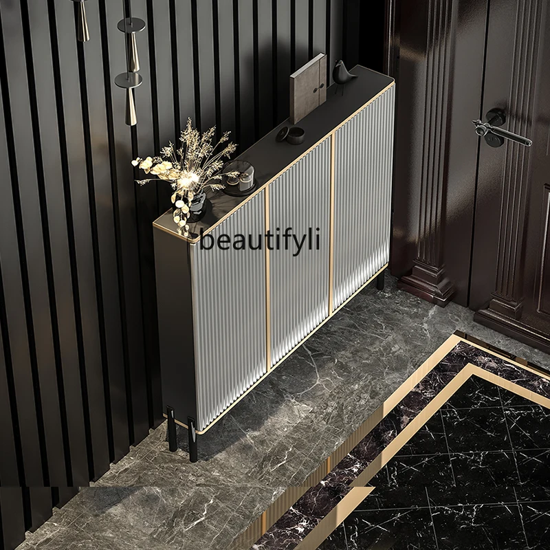 

zq Italian-Style Light Luxury Ultra-Thin Shoe Cabinet 15cm Household Entrance Storage Cabinet Narrow Shoe Cabinet Customizable