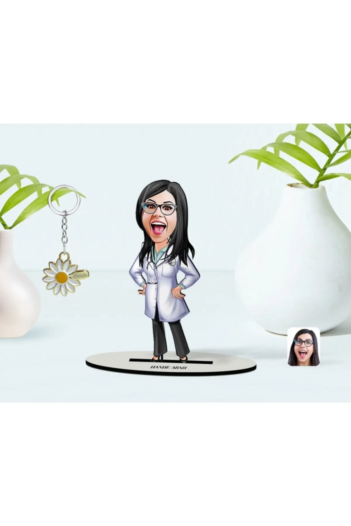 

Personalized women's Cartoon 3d Wooden Trinket And Name Date Daisy Necklace Set-30