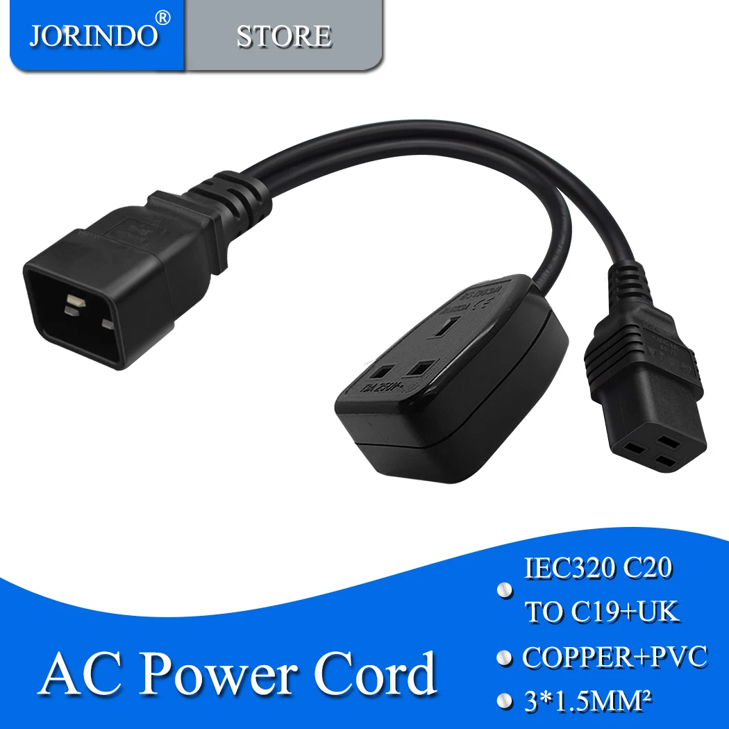 Кабель питания переменного тока jorinдо IEC320 C20 в C19 +, 16 А, штекер C20 в C19 +, британский стандарт, розетка, шнур питания