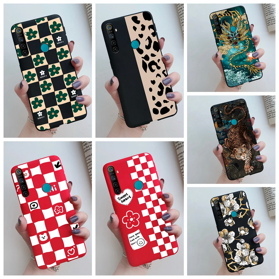 Чехол для Realme 5 Pro чехол 5s 5i 6i тонкий мягкий ТПУ с шахматным рисунком дракона