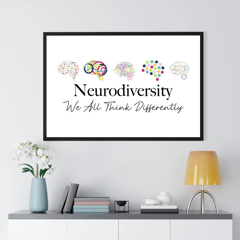 

Chemical Canvas Painting Neurodiversity We All Think Differently Quote Print Poster Therapists Office Wall Decoration Pictures