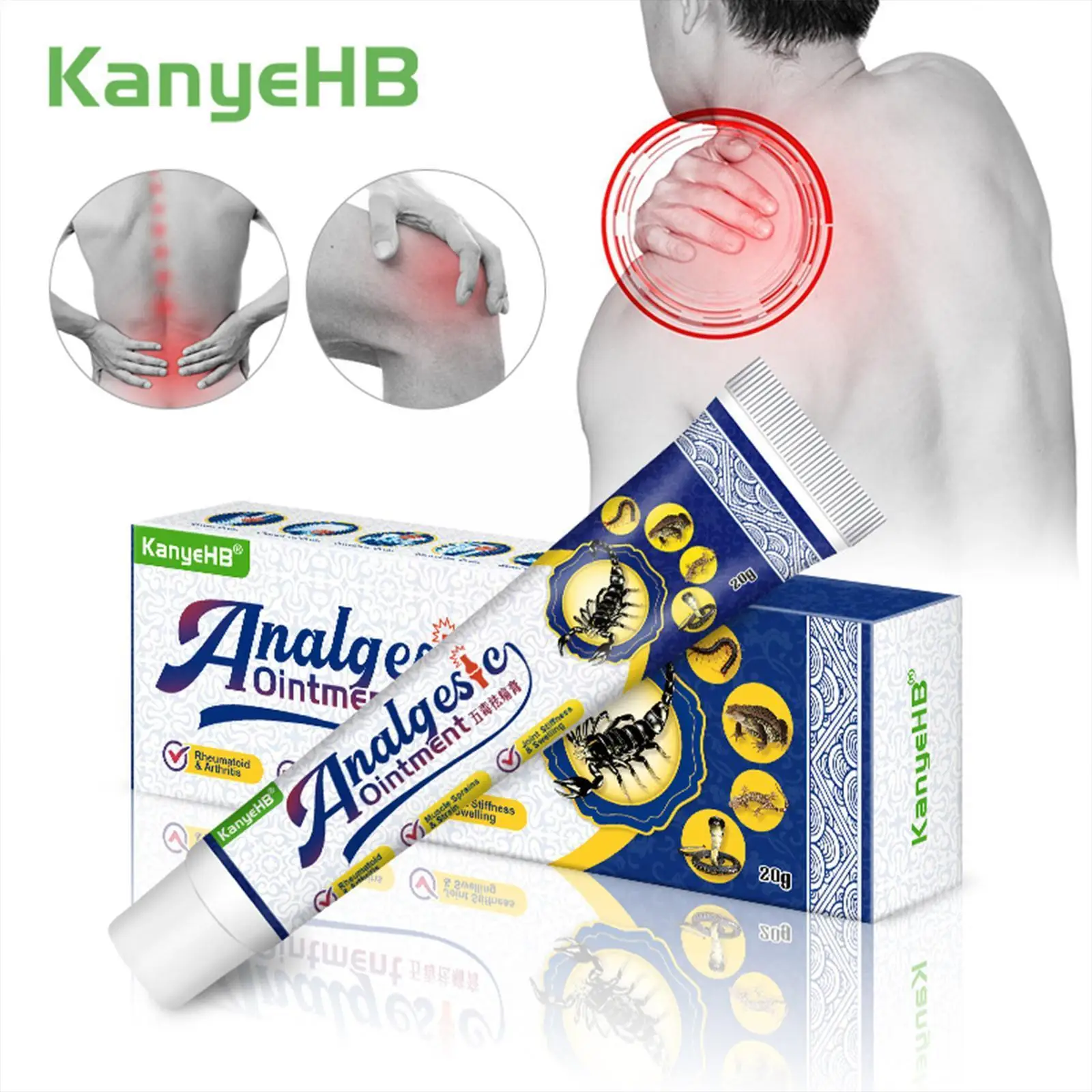 

20 г яд скорпиона обезболивающая мазь для мышц спины колена лечение артрита нейралгия ревматоидный H9G9