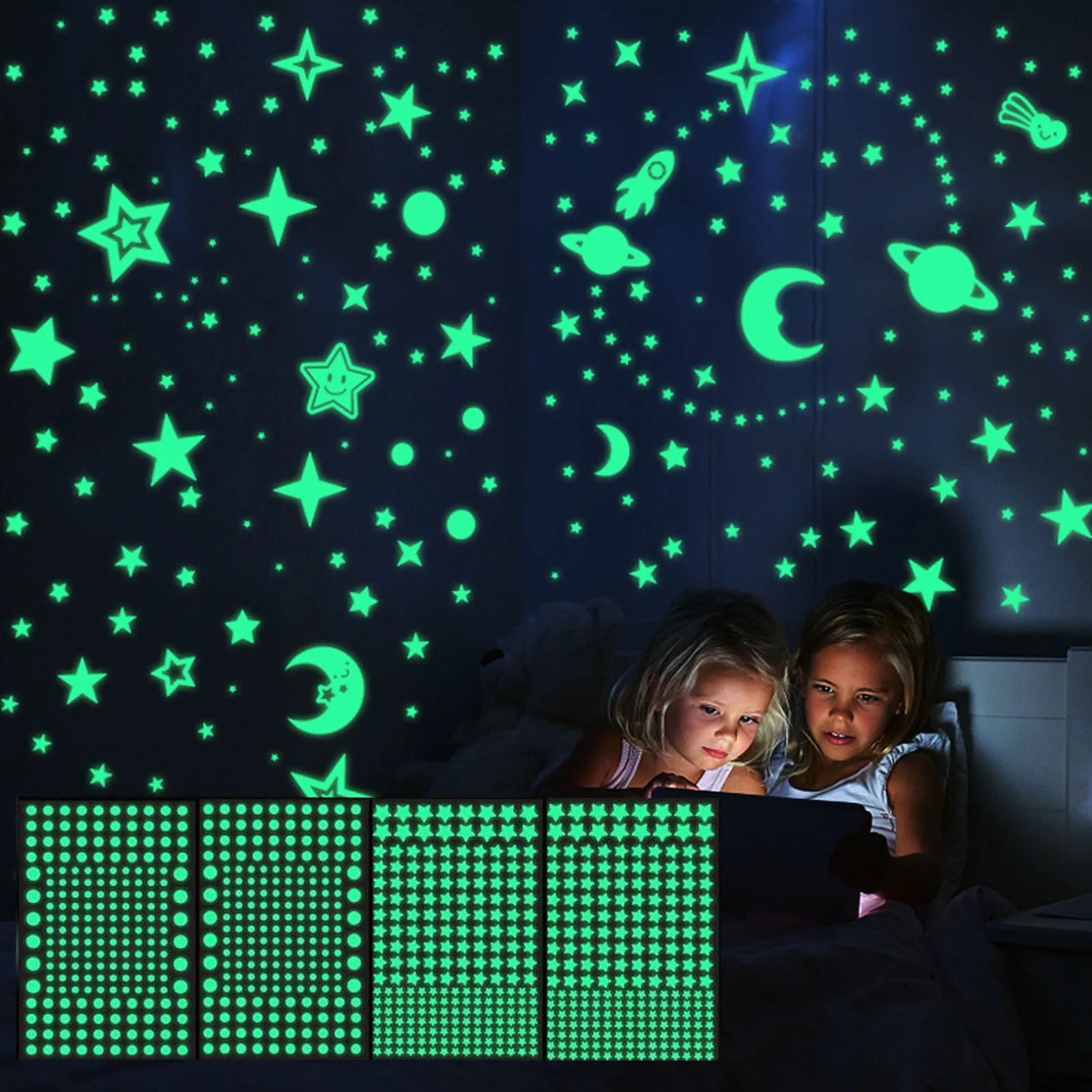 

Wall Mirror Hexagon Stickers Luminous Wall Stickers 3D Luminous Star Moon Planet Wall Sticker Hanger Gaming Stickers for Wall