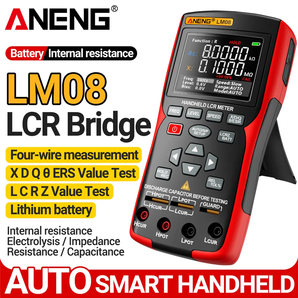 Фото ANENG LM08 Цифровой мост LCR Четырехпроводной измерительный прибор для зарядки литиевой батареи Электронный компонент Автоматический измерительный детектор Инструмент №1