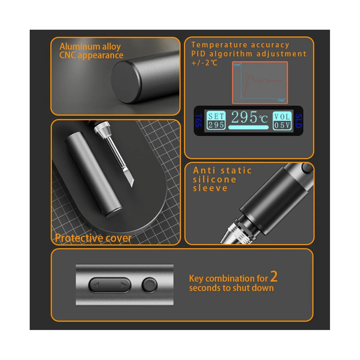 Электрический паяльник MINI65 Smart PD 65 Вт регулируемая постоянная температура