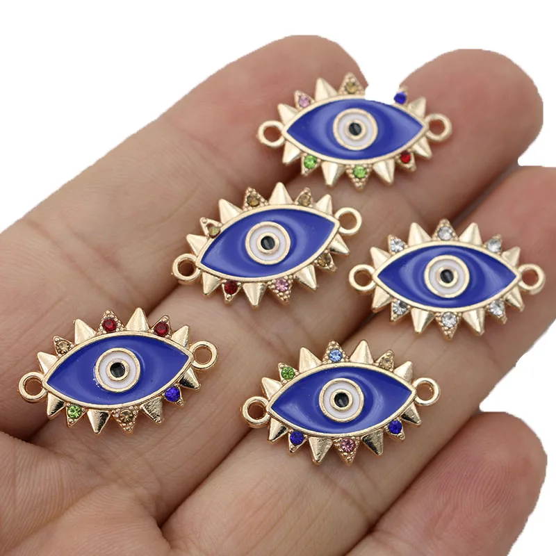 Позолоченный эмалевый соединитель сглаза для изготовления ювелирных изделий