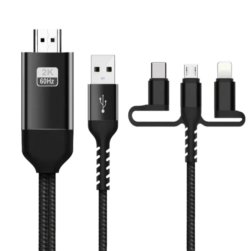 Кабель-адаптер 3-в-1 с Micro USB Type-C на 1080P HDMI для IPhone X 6 7 8 IPad Samsung S8 S9 IOS Android Phone To TV HDTV