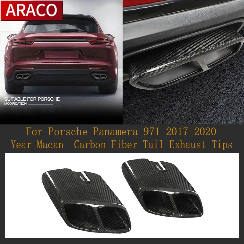 

For Porsche Panamera 971 2017-2020 Year Macan Stainless Steel Mufflers Real Carbon Fiber Tail Exhaust Tips Muffler Pipe