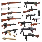 Конструктор MOC Military WW2, Аксессуары для оружия, двухцветная винтовка, модель пистолета, аксессуары сделай сам, солдаты, пулеметы, кирпичи, игрушка