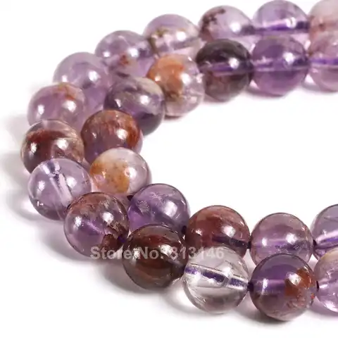 Natural stone of natural stone, non -blessed round beads Super Seven, 7 crystal elements, auralit, phantom quartz, amethyst, ...