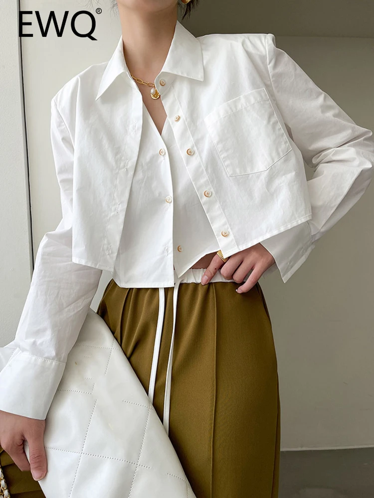 

EWQE Fashion Designer Casual Shirts For Women Solid Lapel Long Sleeve Loose Blouse Female Clothing 2023 Autumn New 26D4954