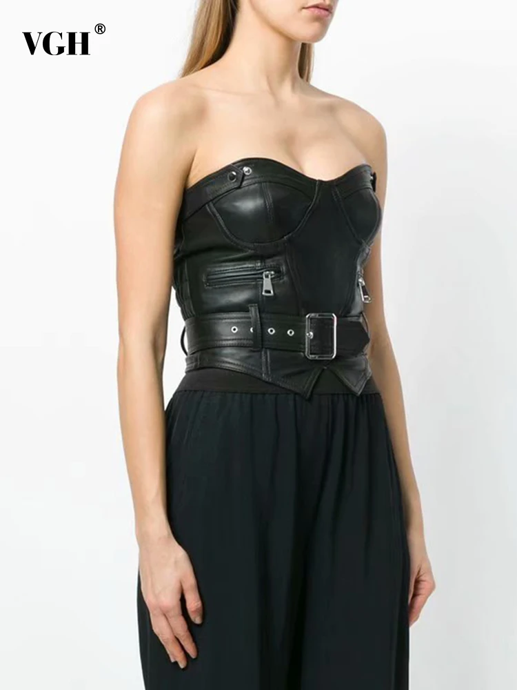 

Женский топ из ПУ кожи, без бретелек