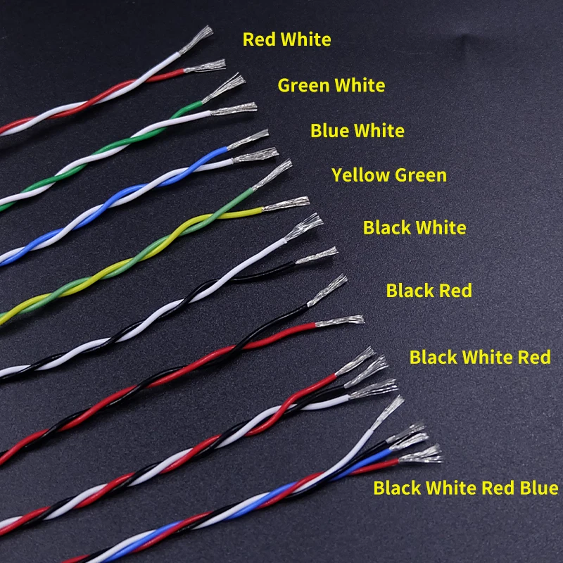 Медный провод из ПТФЭ, 22AWG, квадратный 0,35 мм, DIY FEP, термостойкая витая пара, 2 контакта, медный кабель для электронного сигнала (art.: 3920cfd86c239) - 3920cfd86c239
