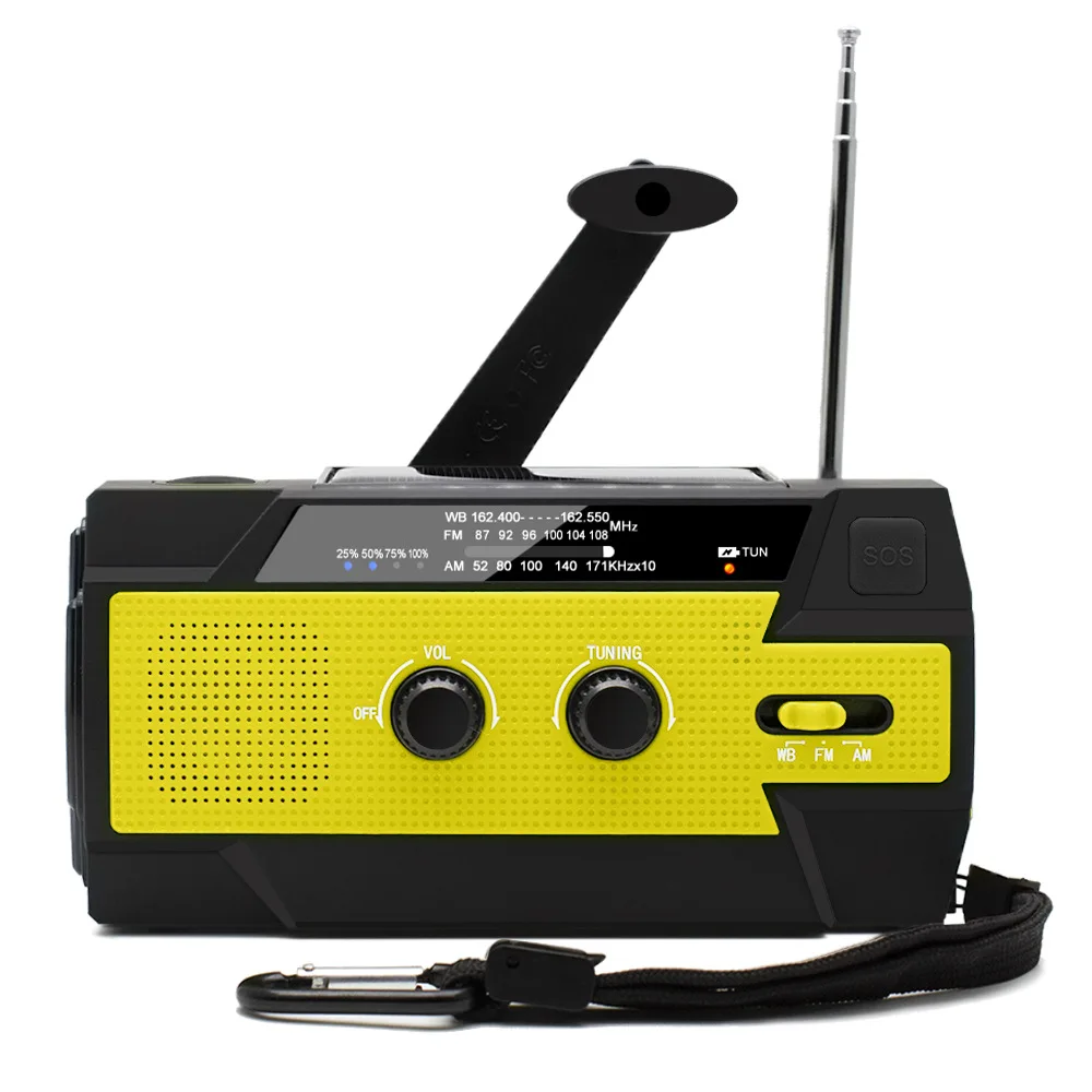 4000mah solar radio outdoor emergency radio bright camping light mobile phone charging battery solar powerbnak portable radio free global shipping