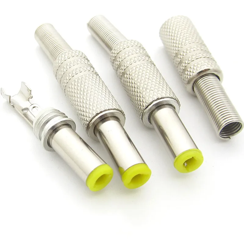 

5 шт. 5,5x2,1x2,5 мм разъем питания постоянного тока, штекер, металлический разъем, адаптер с желтой головкой