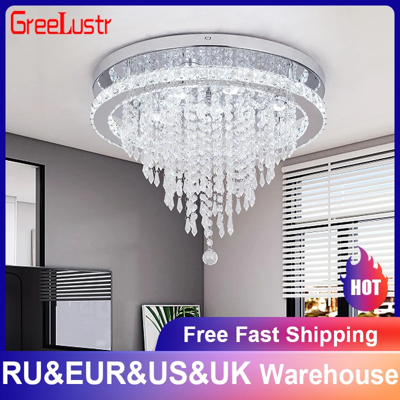 Modern Luxury Crystal Ceiling Lamps With Remote Control Ceiling Chandeliers Home Dimmable Pendant Lights Fixtures for Bedroom