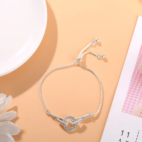 Корейский новый роскошный Кристальный цветок кубический цирконий кулон браслет женский круглый Бабочка Блестящий Стразы браслет ювелирные изделия