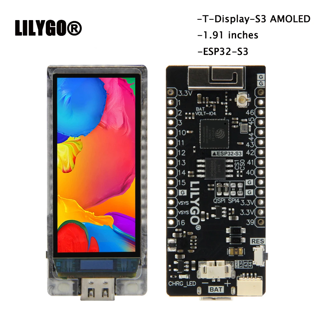 LILYGO®T-Display-S3 AMOLED, 1,9 дюйма, RM67162, AMOLED дисплей, макетная плата OLED, Wi-Fi, Bluetooth, беспроводной модуль