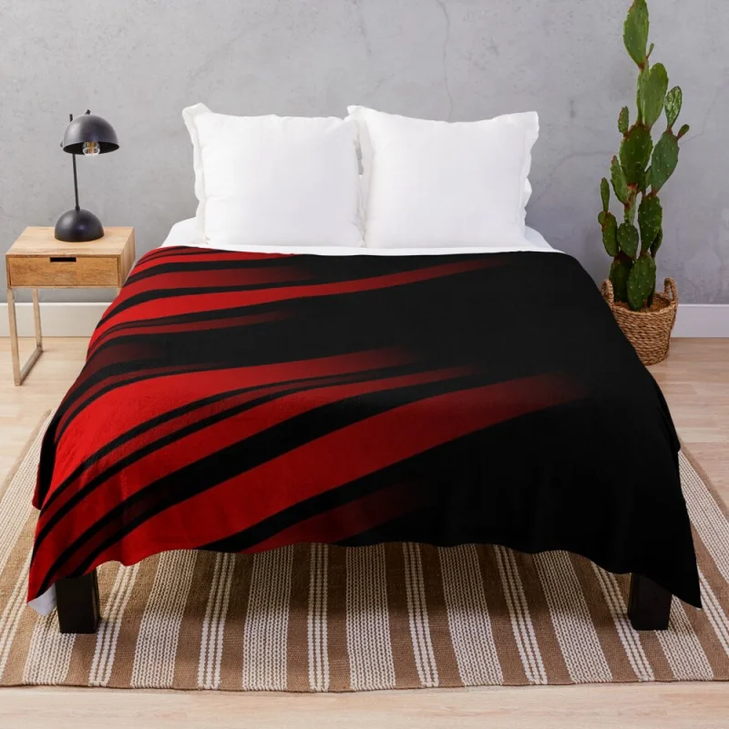 

Red And Black Stripes Minimal Design Sublimation Flannel Bohemian Woven Bedding Set Throw Blankets