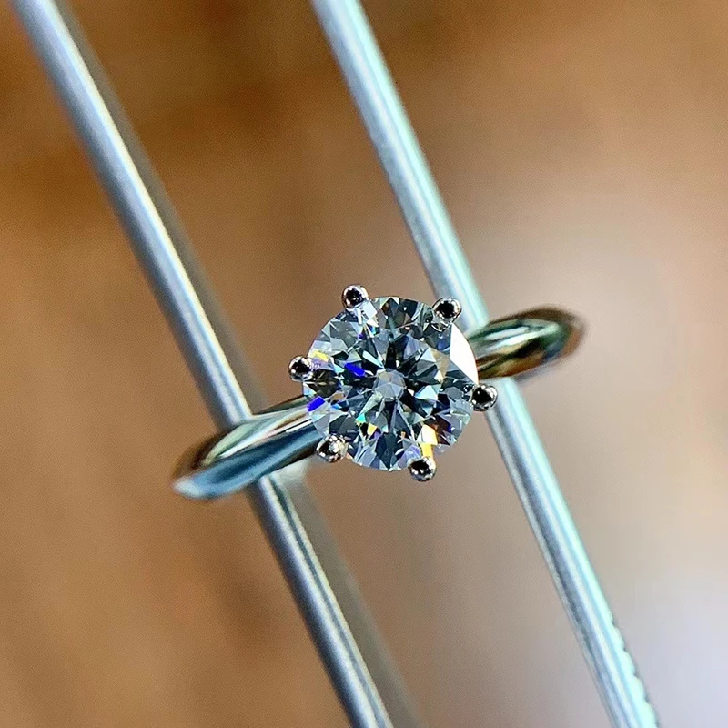 

s925 Sterling Silver Ladies One Carat Diamond Engagement Ring 14K White Gold Luxury Bridal Moissanite Romantic Love Wedding Ring