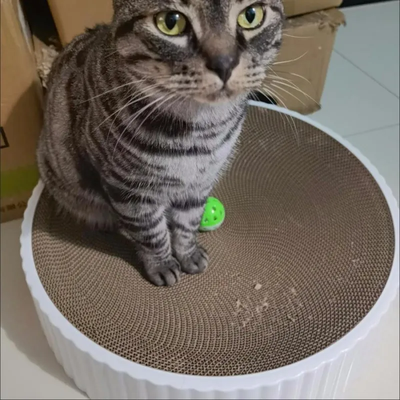 

Cat scratch pad circular wear-resistant corrugated scratch pad suitable for kitten training toys Durable cat scratch floor