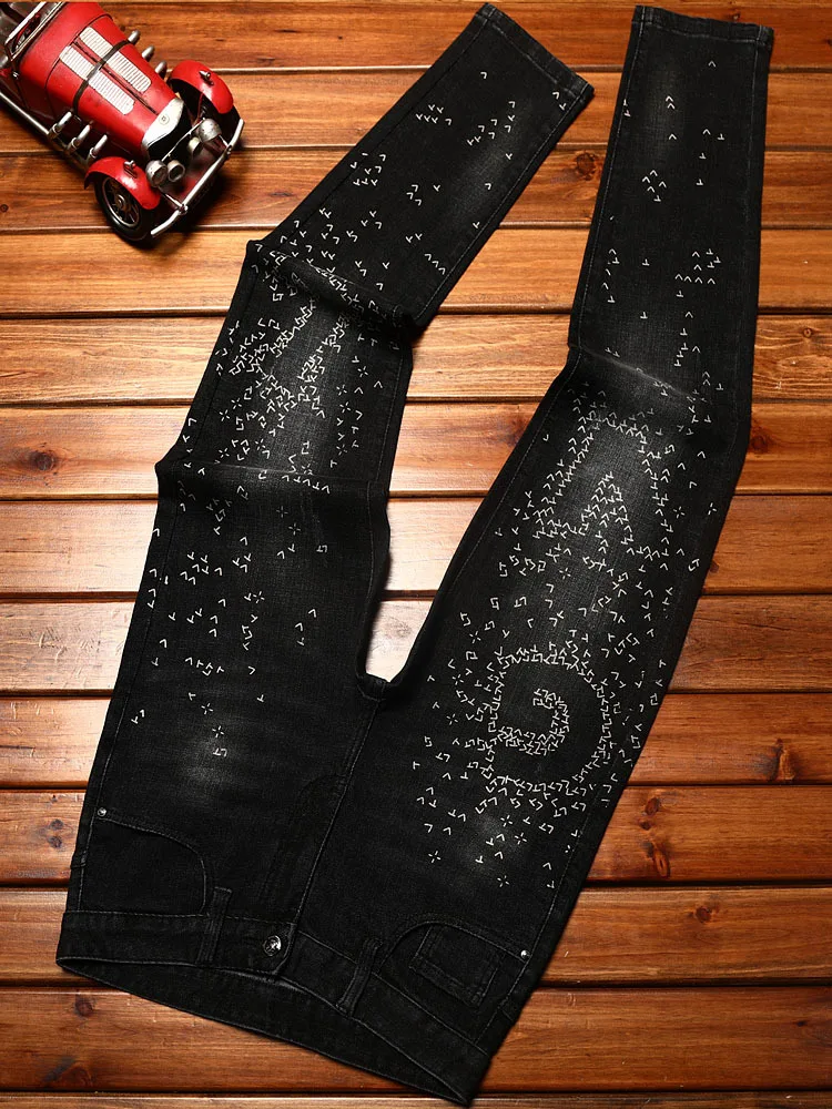 Женские роскошные модные черные джинсы для мужчин на осень и зиму эластичные