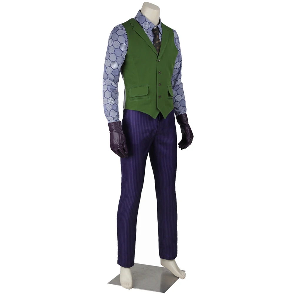 

Костюм Темного рыцаря для косплея Джокера, карнавальный костюм на Хэллоуин с зеленым жилетом, одежда для взрослых и мужчин, полный комплект