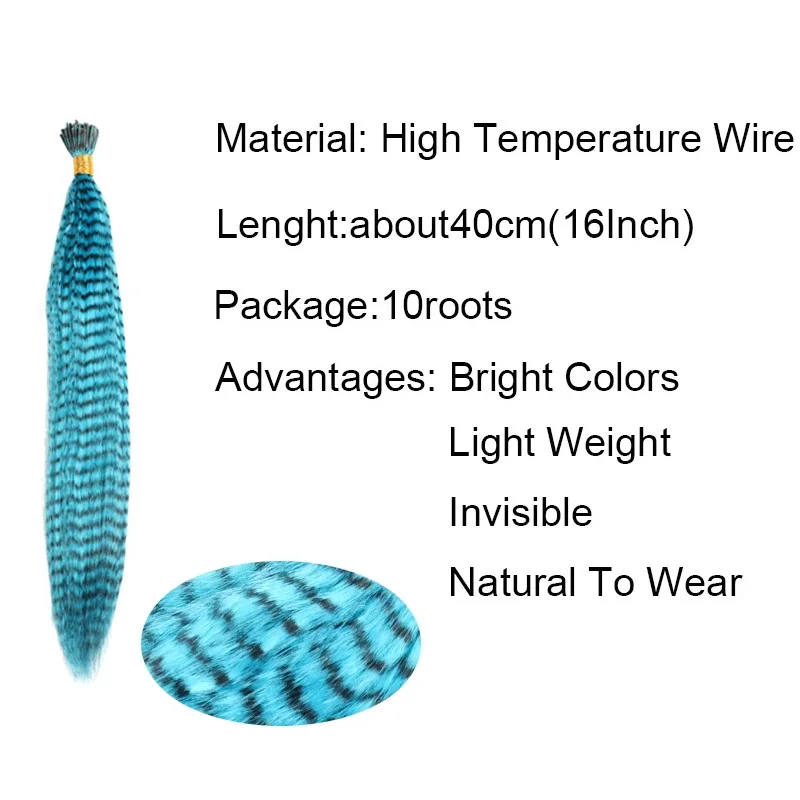 WIGSIN Synthetic False Feathers for Hair Extension Rainbow  Coloring Hairpece Party Accessories for Women or Girls