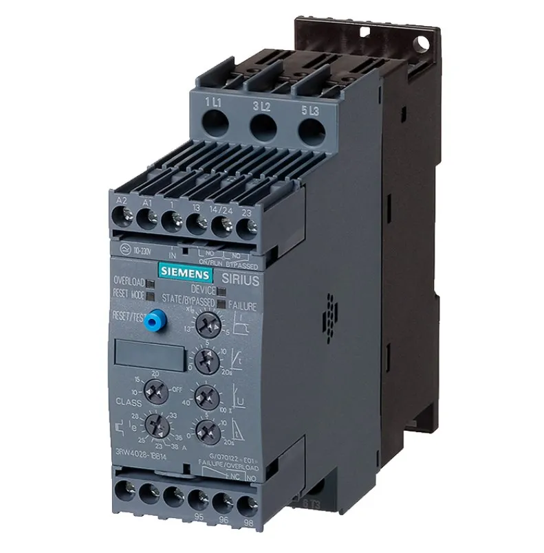 

3RW4028-1BB14 SIRIUS SIEMENS soft starter S0 38 A 18.5KW/400V 200-480V AC 110-230 V AC/DC Screw terminals self starter motor