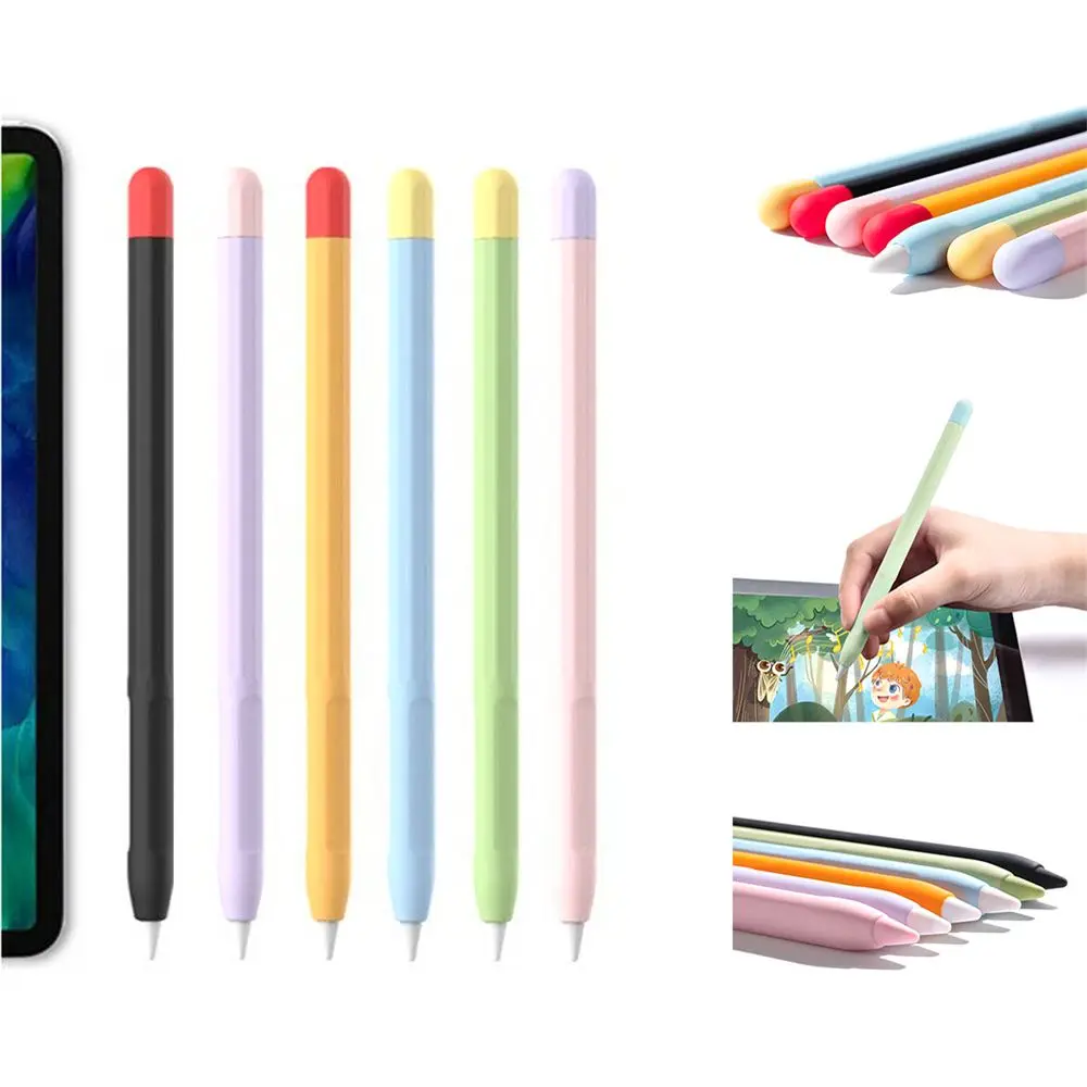 

New Non Slip Candy Color Alupen Dust Proof Protective Skin Nib Cover Silicone Pen Case For Apple Pencil 1 2