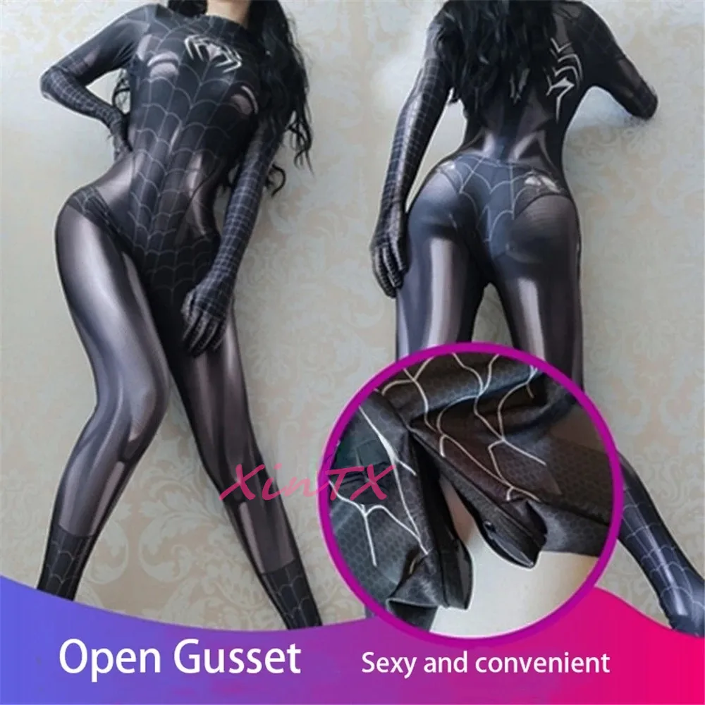 Sexy Tight 3D Printing Jumpuit Bodysuit Black Cat Superhero Cosplay Costume For Women Halloween Costumes