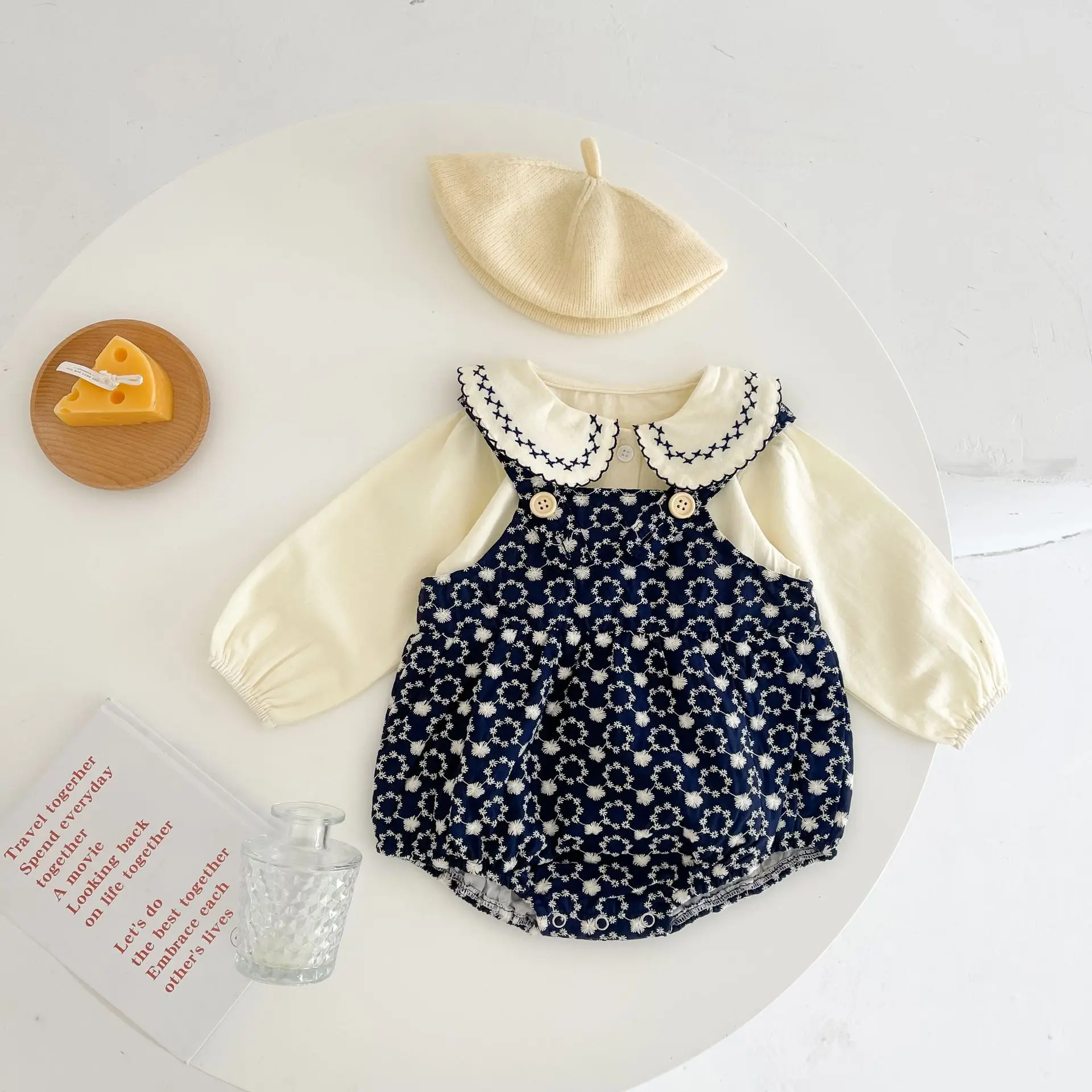 

Infant Long Sleeve Clothes Set New Spring Baby Girl Sleeveless Floral Bodysuit + Shirts 2pcs Toddler Overalls Suit Girls Outfits