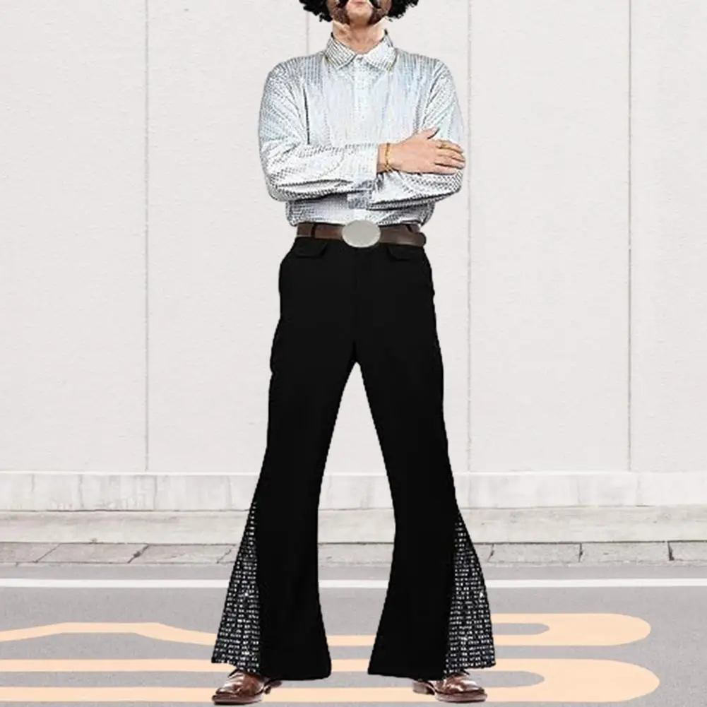 Брюки-рубашка блестящие расклешенные брюки с блестками в стиле ретро