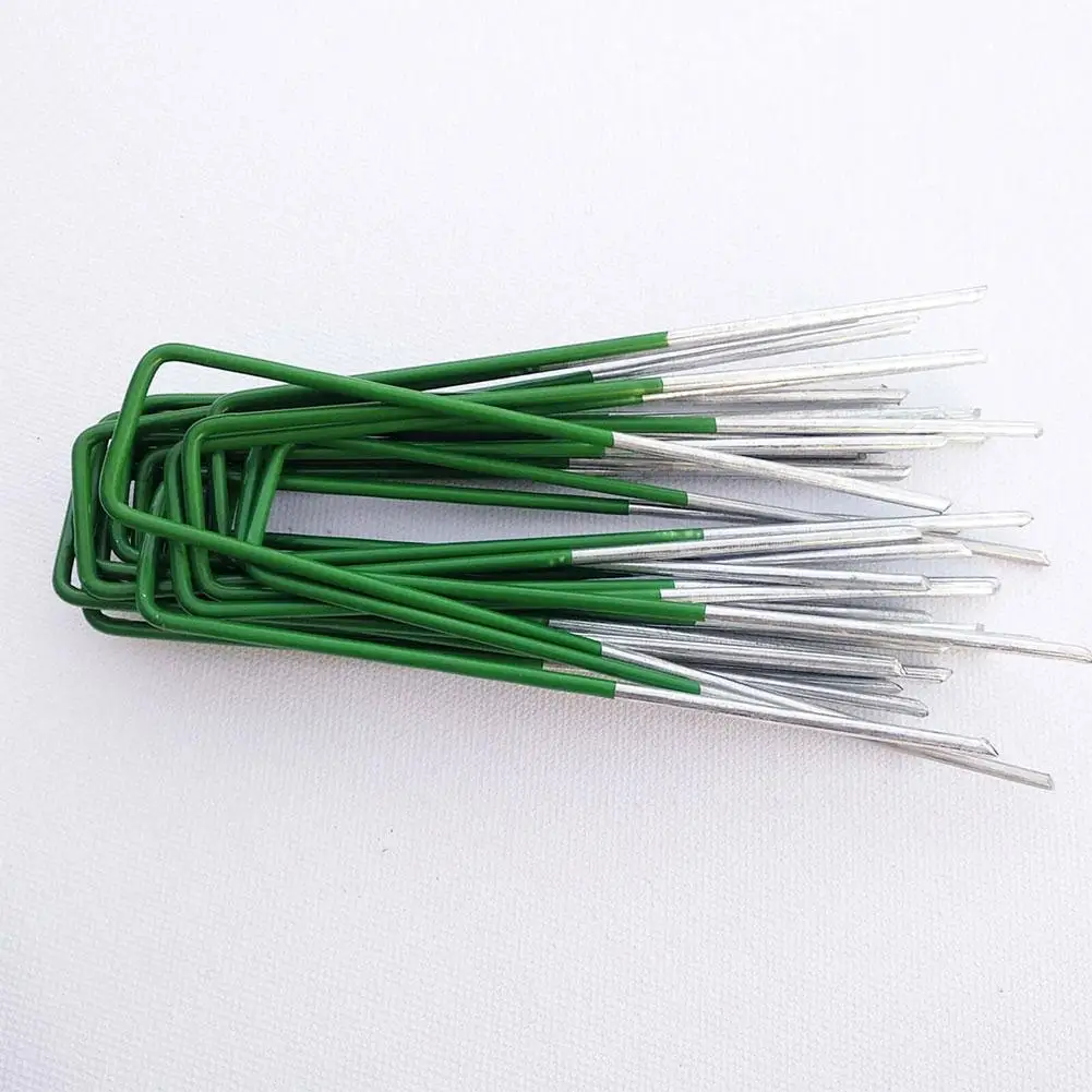 

10pcs 150*30*3mm Green Carbon Steel U-shaped Nails For Fixing Insect Nets Shade Nets Round Cloth Garden Awning Accessories