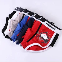 new cartoon mens printed boxer briefs student cotton youth mid waist fashion personality breathable stitching gift box boxer