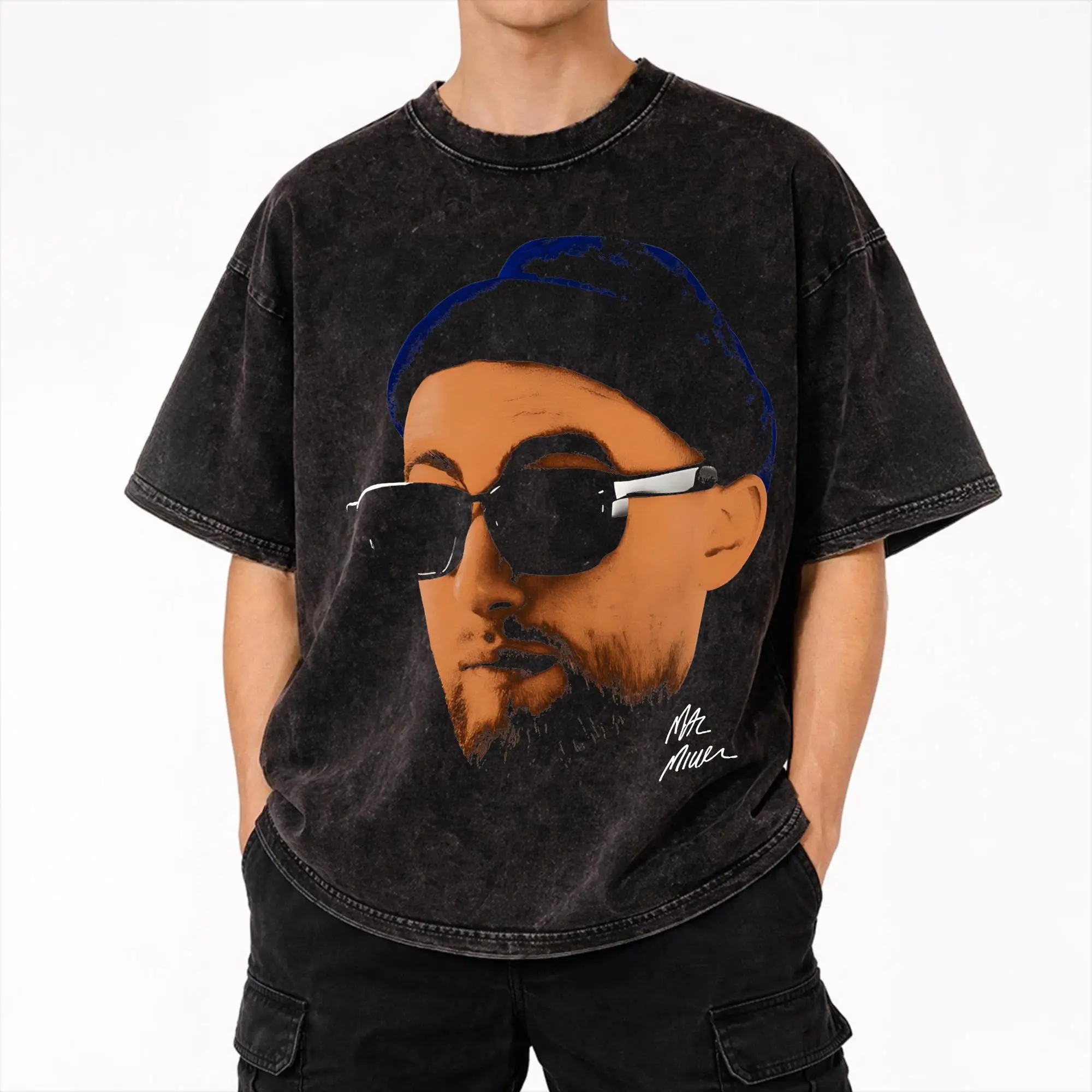 Фото Футболки Mac Miller в стиле рэп, уличная одежда, винтажные футболки в стиле хип-хоп, футболки для мужчин и женщин, 100% хлопок, уличная одежда №1