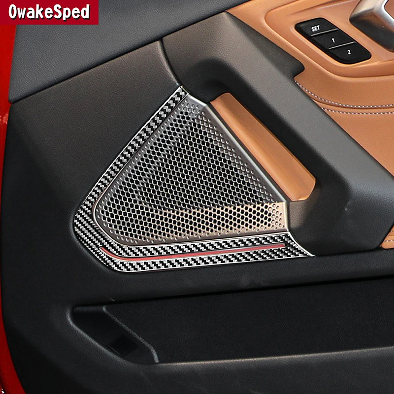 

Car Door Audio Speaker Horn Frame Trim Carbon Fiber Decoration Strip Decal For BMW Z4 G28 2019-2022 Interior Accessories Sticker