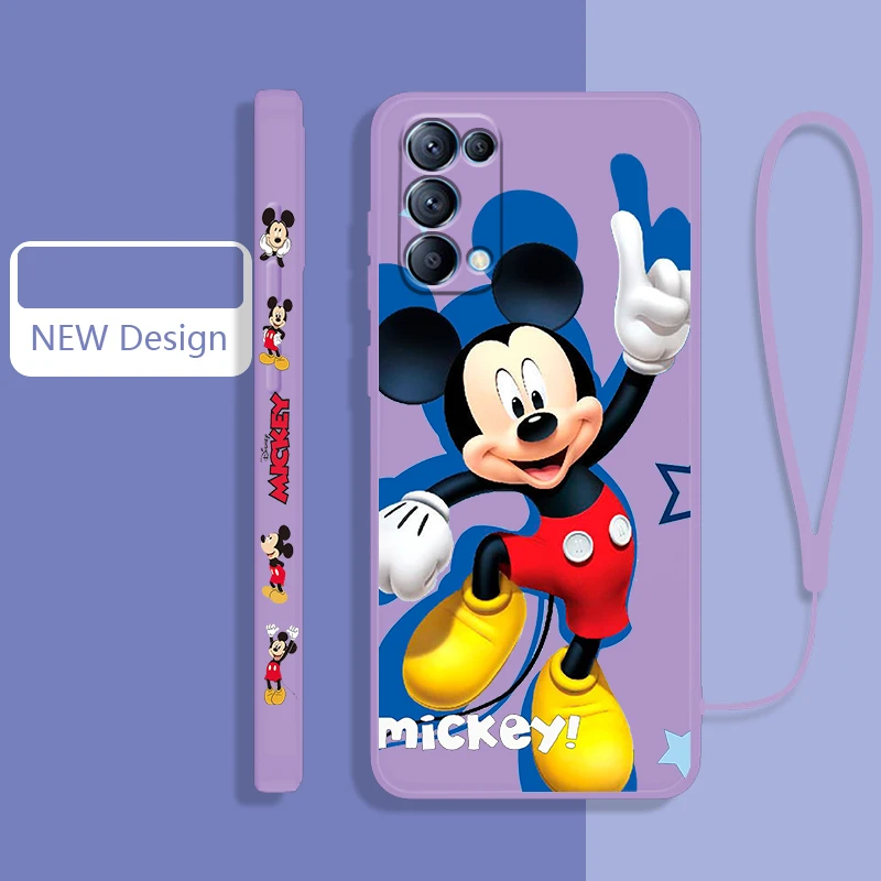 

Disney Funny Mickey Phone Case For OPPO Find X5 X3 X2 neo Pro Lite A5 A9 2020 A53S 4G 5G Liquid Left Rope Candy Cover Coque Capa