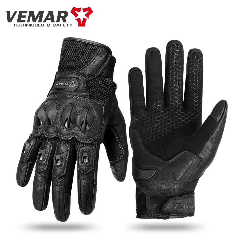 

Летние дышащие мотоциклетные перчатки, противоскользящие амортизирующие гоночные перчатки из натуральной кожи с сенсорным экраном, женские и мужские мотоперчатки