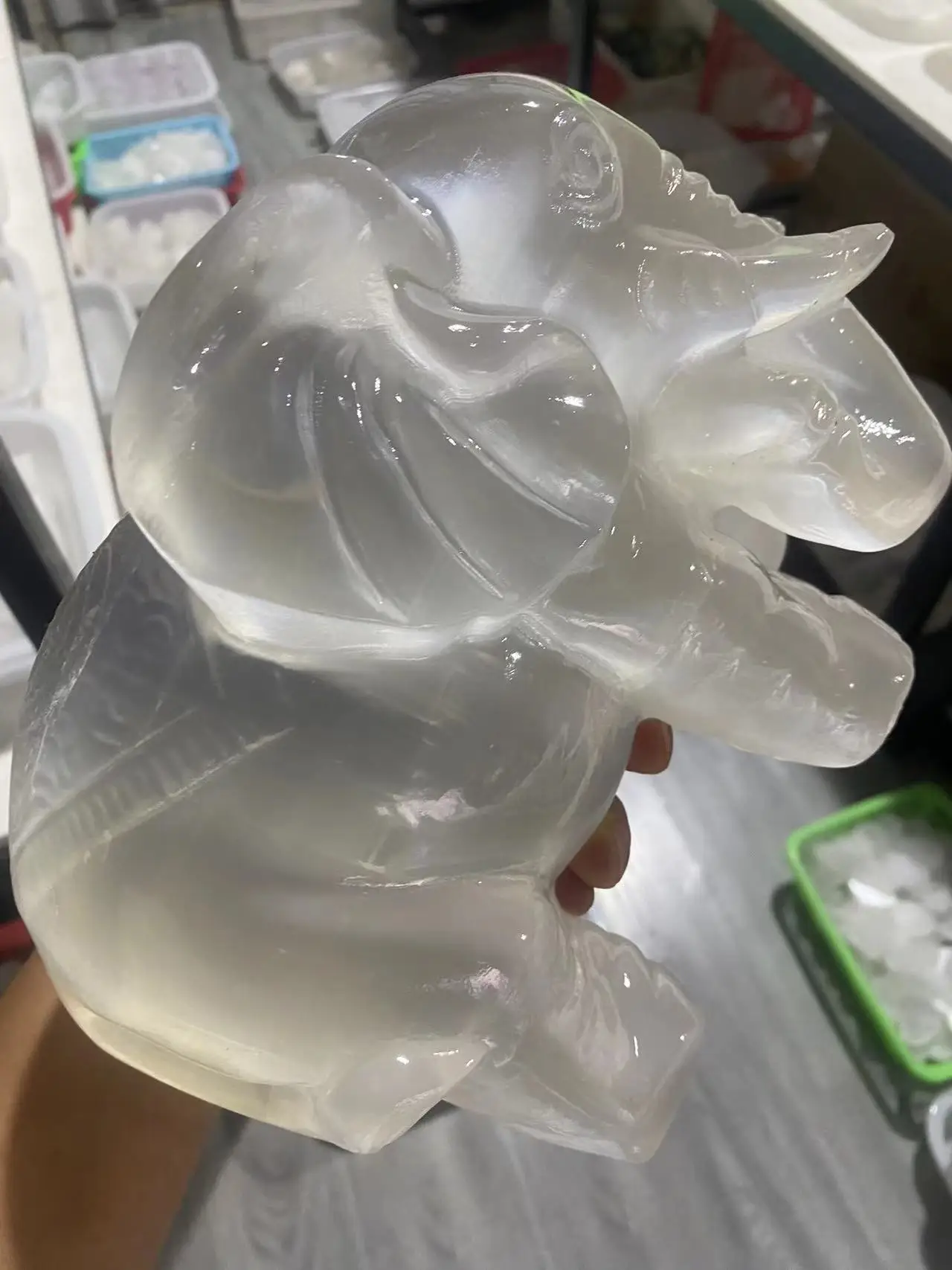 

Beautiful Large Natural Selenite Hand Carved Elephant 5.1KG