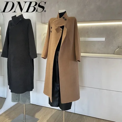DNBS женское пальто весна/осень полиэстер черный/верблюжий