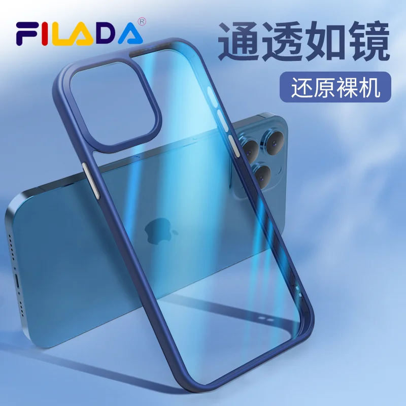 

Funda For iphone 13 12 Pro Max Case Luxury Transparent Shockproof Bumper Metal Button Acrylic Hard Protection Cover Accessories