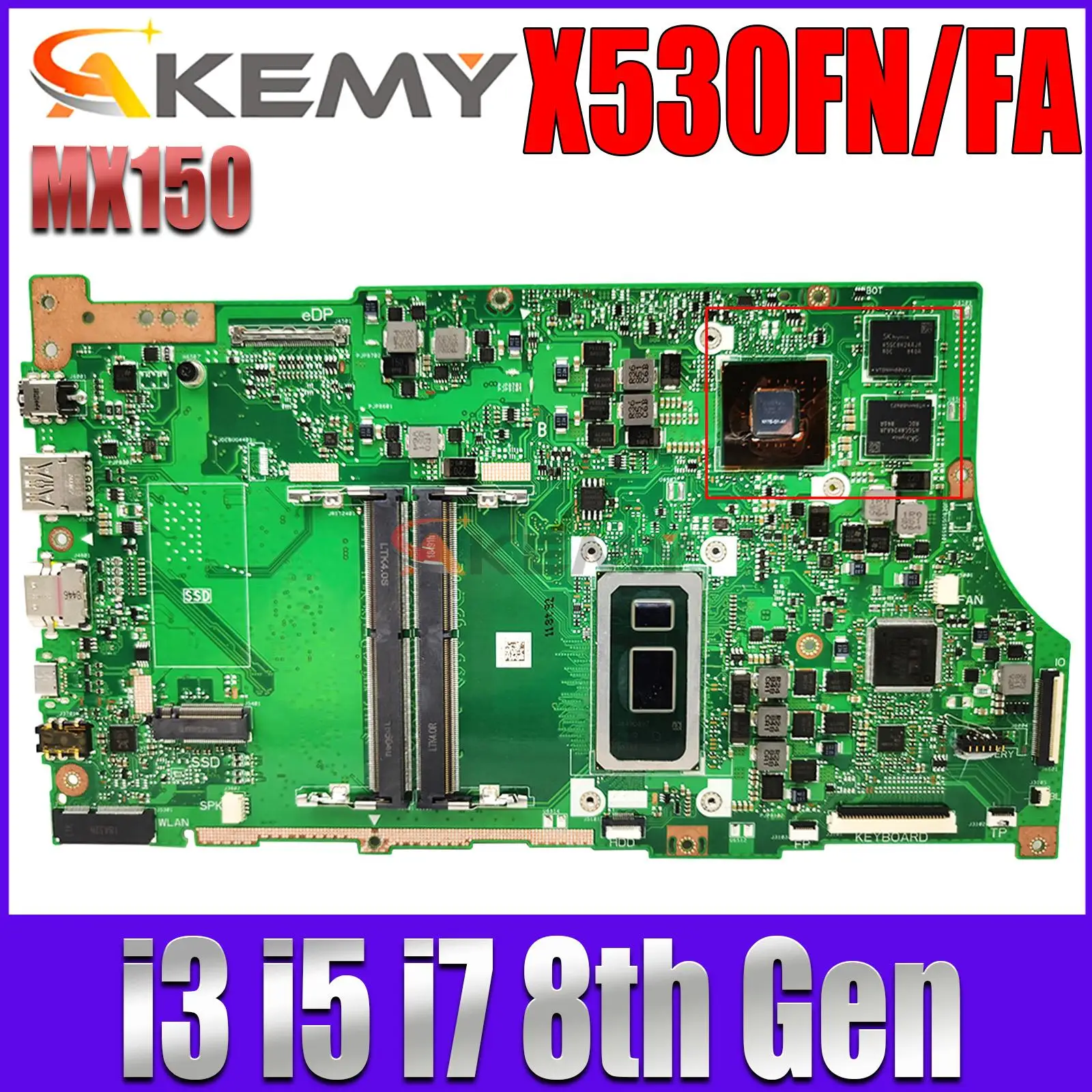 

X530FN Motherboard For ASUS VivoBook S15 S5300 S5300F X530FA Laptop Mainboard with I3-8145U I5-8265U I7-8565U 100% tested